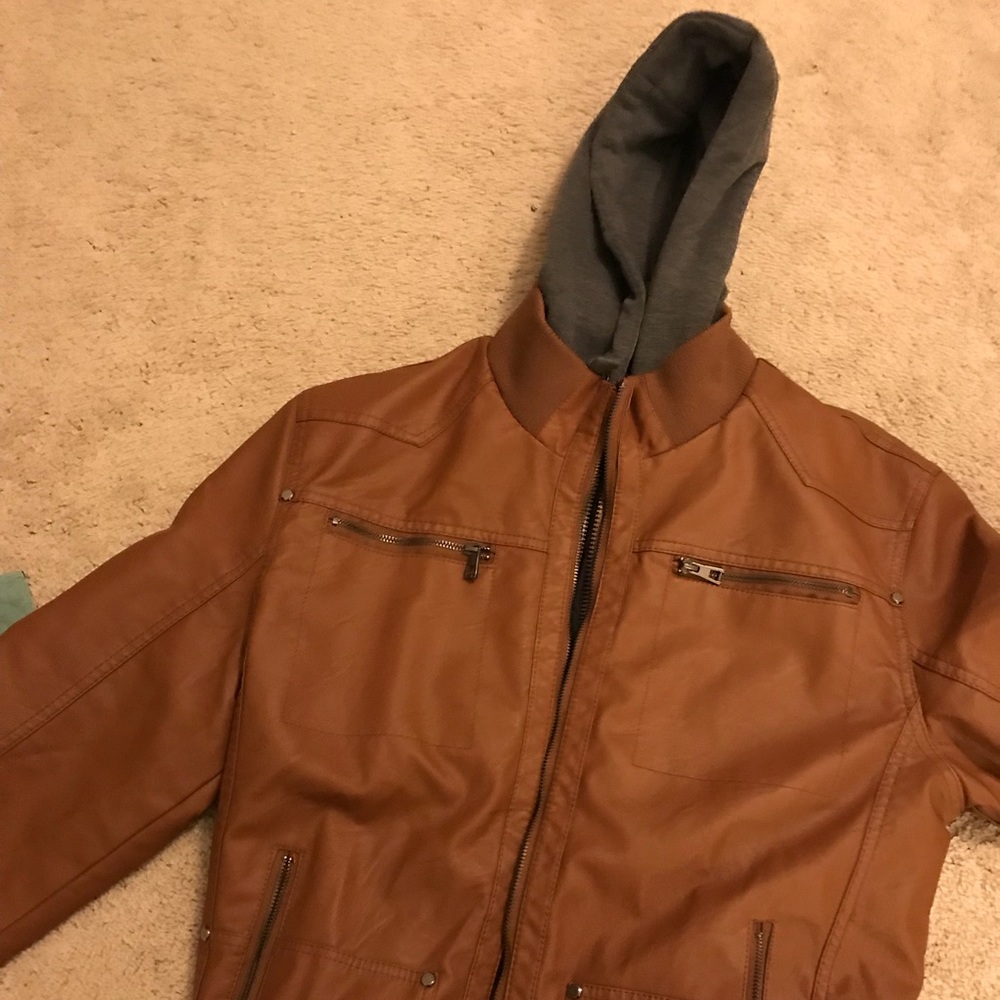 Leather Jacket w/ Hood